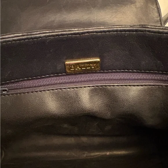 Bally S45 Shoulder Bag Suede Leather Woven Intrecciato Design in Dark Blue - Picture 10 of 13